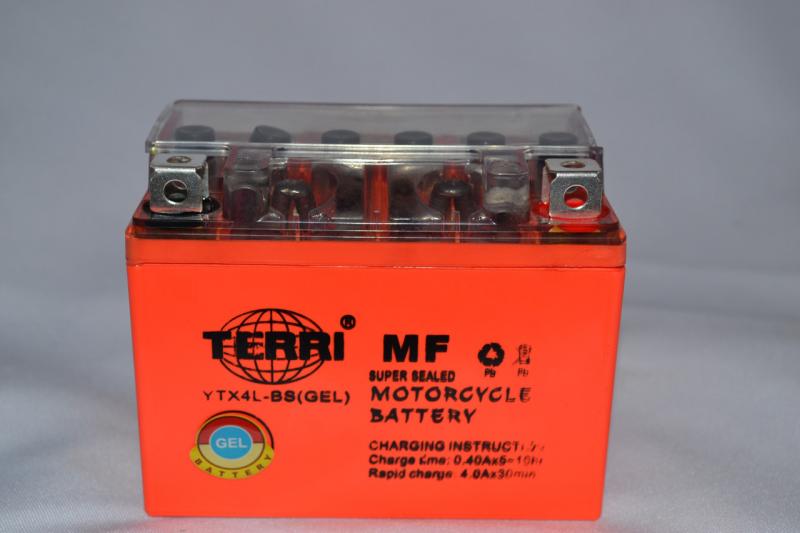 Аккумулятор 12V 4Ah гелевый (113х70х85) YTX4L-BS (оранжевый) TERRI