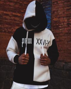 Фото Одежда Худи Sad Smile черно-белый