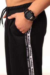 Фото  Штаны чёрные с двойным лампасом Adidas