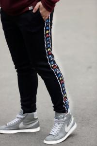 Фото Одежда Штаны Kappa черные с цветным лампасом