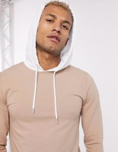 Фото Одежда Худи бежевое с белым капюшоном унисекс DNK