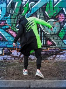 Фото Одежда Мантия унисекс двухцветная черно-зелёный Пушка Огонь Scratch