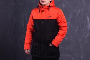 Фото  Парка Зима Nike мужская оранжево-черная