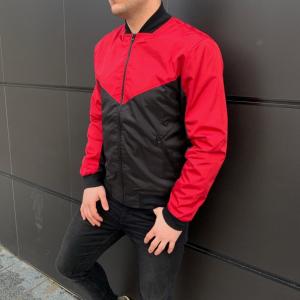 Фото Бомбер мужской  Весна, Осень красный-черный