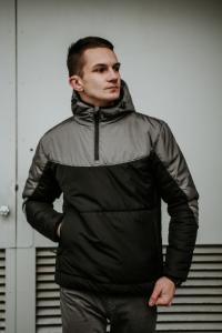 Фото  Мужская ветровка анорак  весна  осень Intruder Hypnotic (серо - черный)