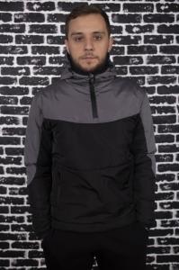 Фото  Мужская ветровка анорак  весна-осень Intruder Hypnotic (серо - черный)