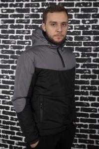 Фото  Мужская ветровка анорак  весна-осень Intruder Hypnotic (серо - черный)