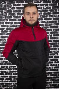 Фото  Мужская ветровка анорак весна-осень Intruder Hypnotic (красно - черный)