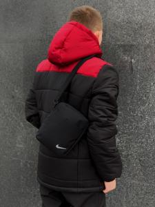 Фото  Красно Чёрная Куртка Зимняя мужская Евро Найк, Nike