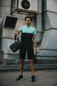 Фото Одежда Костюм мужской Nike шорты, футболка бирюзово-черная +барсетка в подарок