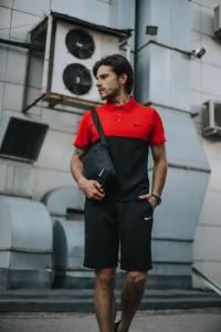 Фото Одежда Костюм мужской Nike шорты, футболка  красно-черный + барсетка в подарок