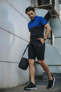 Фото Одежда Костюм мужской Nike шорты , футболка сине-черный + барсетка в подарок