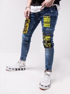 Фото Одежда Джинсы синие с нашивками