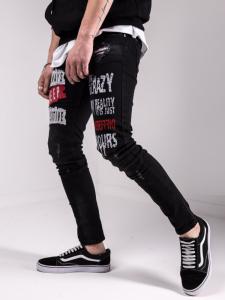 Фото Одежда Джинсы черные с нашивками