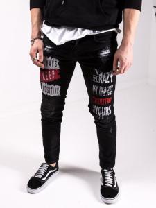 Фото Одежда Джинсы черные с нашивками