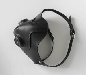 Фото  Кожаная мужская маска респиратор 