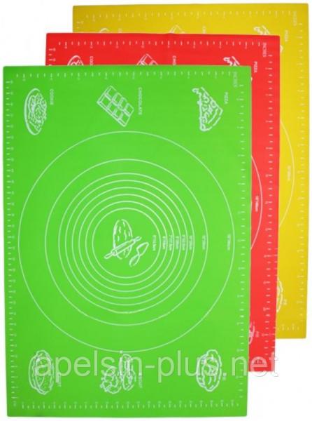 Фото  Силиконовый коврик гладкий с разметкой для раскатки и выпечки 49 см 39 см ОПТ