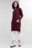 Трикотажная теплая туника бордового цвета с асимметрией и начесом