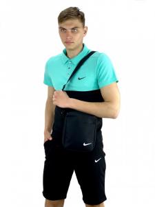 Фото Одежда Костюм мужской Nike шорты черные, футболка бирюзово-черная +барсетка в подарок