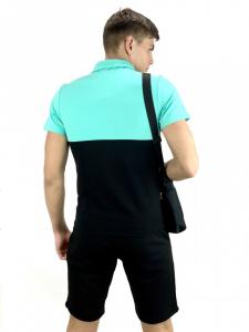 Фото Одежда Костюм мужской Nike шорты черные, футболка бирюзово-черная +барсетка в подарок