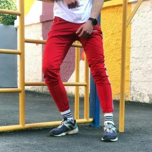 Фото Одежда Спортивные штаны в стиле Adidas Thre line красные
