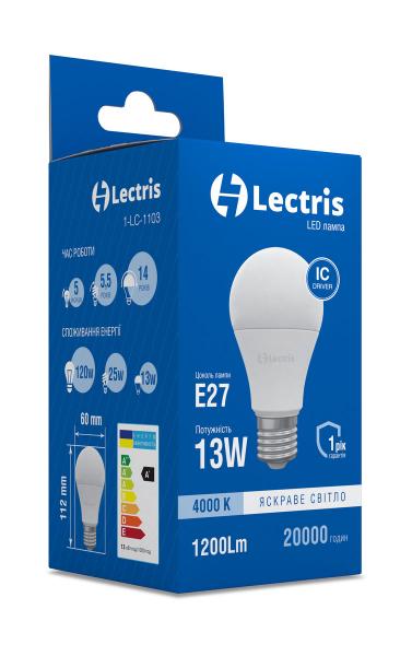 Фото Продукция  VESTUM LED, Лампы филамент, А60 Лампа LED Lectris A60 13W 4000K 220V E27