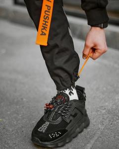 Фото Одежда Брюки карго мужские Пушка Огонь Belt с рефлективом черные