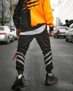 Фото Одежда Брюки карго мужские Пушка Огонь Belt с рефлективом черные