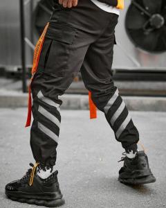 Фото Одежда Брюки карго мужские Пушка Огонь Belt с рефлективом черные