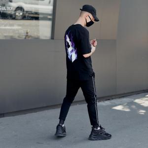 Фото Одежда Футболка оверсайз мужская Пушка Огонь Flame черная