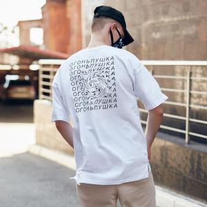 Фото Одежда Футболка оверсайз мужская Пушка Огонь Eddy белая