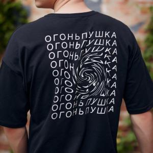 Фото Одежда Футболка оверсайз мужская Пушка Огонь Eddy черная