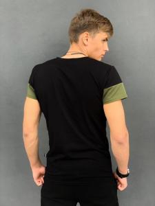 Фото Одежда Футболка Intruder 'Color Stripe' черная с полосой цвета хаки