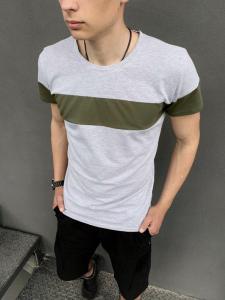 Фото Одежда Футболка Intruder 'Color Stripe' светло-серая с полосой цвета хаки