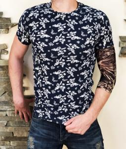 Фото Одежда Футболка Flower темно-синяя