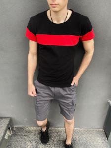Фото Одежда Комплект шорты Miami футболка 'Color Stripe' черная с красной полосой