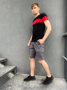 Фото Одежда Комплект шорты Miami футболка 'Color Stripe' черная с красной полосой