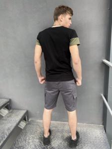 Фото Одежда Комплект шорты Miami футболка 'Color Stripe' черная с полосой цвета хаки