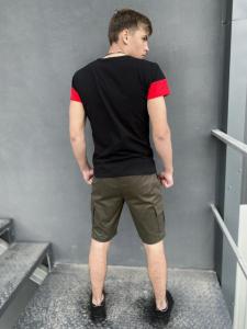 Фото Одежда Комплект шорты хаки Miami футболка 'Color Stripe' черная с красной полосой