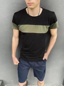 Фото Одежда Комплект синие шорты Miami футболка 'Color Stripe' черная с полосой цвета хаки