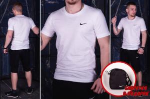 Фото Одежда Комплект футболка белая  Nike  Шорты черные Nike + барсетка в подарок