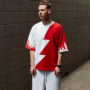 Фото Одежда Футболка оверсайз мужская Пушка Огонь Firestep бело-красная