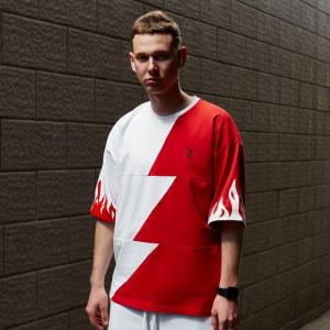 Фото Одежда Футболка оверсайз мужская Пушка Огонь Firestep бело-красная