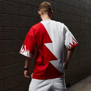 Фото Одежда Футболка оверсайз мужская Пушка Огонь Firestep бело-красная