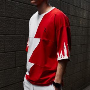 Фото Одежда Футболка оверсайз мужская Пушка Огонь Firestep бело-красная