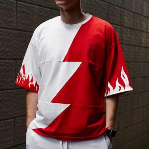 Фото Одежда Футболка оверсайз мужская Пушка Огонь Firestep бело-красная