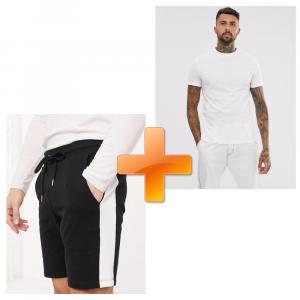 Фото Одежда Летний комплект DNK MAFIA Шорты черные с лампасом и белая футболка