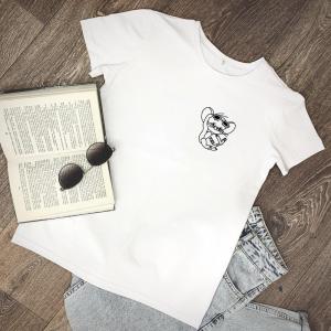 Фото Одежда Футболка белая с принтом Мышонок