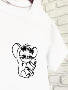 Фото Одежда Футболка белая с принтом Мышонок