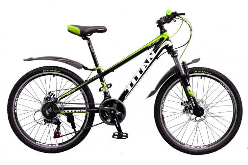 TitanBike Велосипед Titan Flash 24"12" Чёрный-Зелёный-Серебро